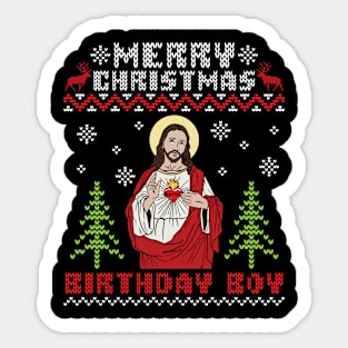 Snow Noel Trees Sweater Jesus Merry Christmas Birthday Boy Sticker